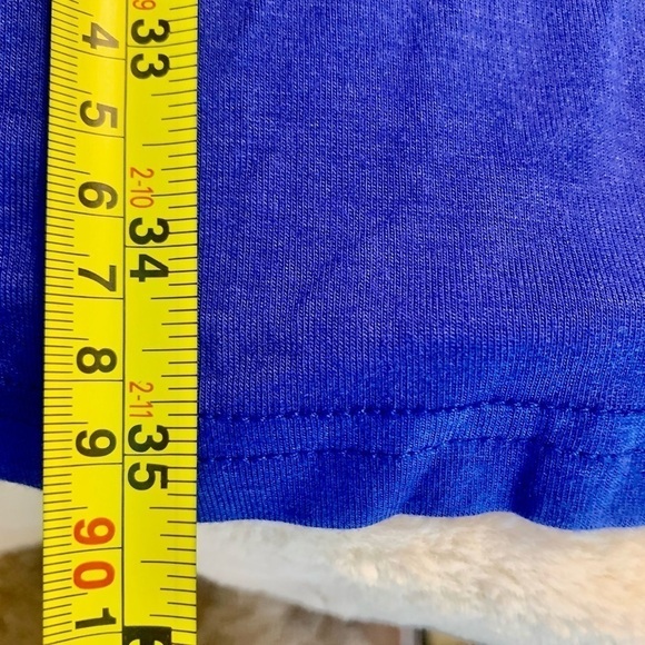 NWT Mini Dress Large Bikatu Royal Blue Animal Panel Asymmetrical Shoulders - Picture 14 of 14